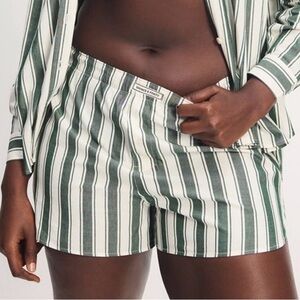 Savage X Fenty Green and White Striped Boxer Shorts